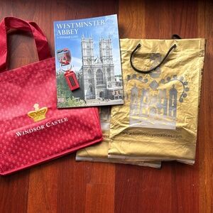 Windsor Castle Tote Bag, Westminster Abbey Book & BritishTelephone Box Keychain